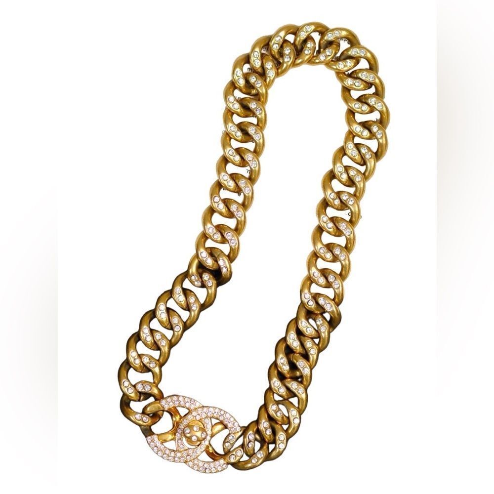 SOLD Chanel CC Rhinestones Turnlock Jumbo Chunky Choker 96P vintage